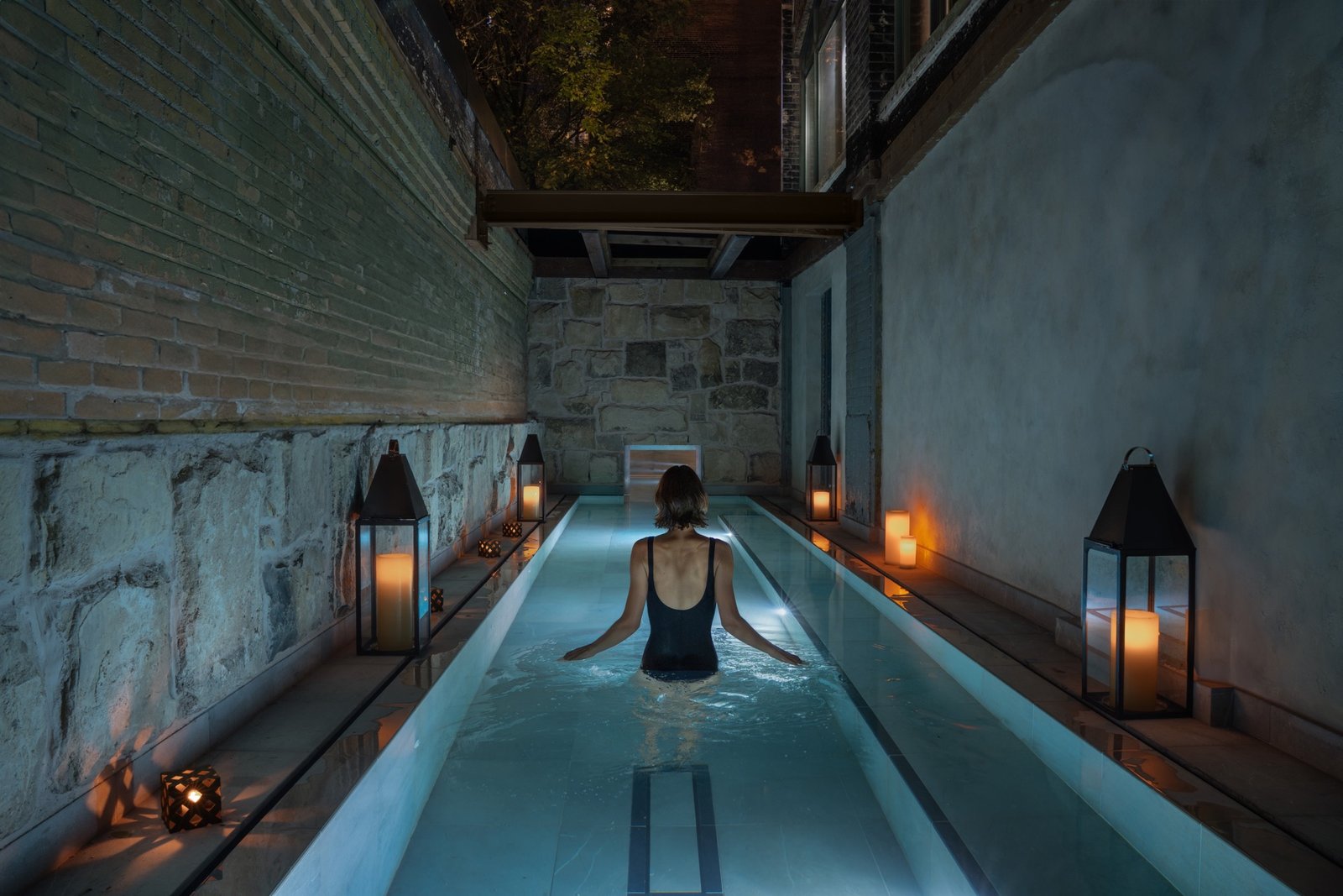 Candlelit thermal bath at AIRE Ancient Baths Toronto