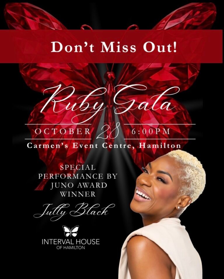 Ruby Gala poster: Jully Black performs at Interval House of Hamilton's 40th Anniversary Ruby Gala, October 28